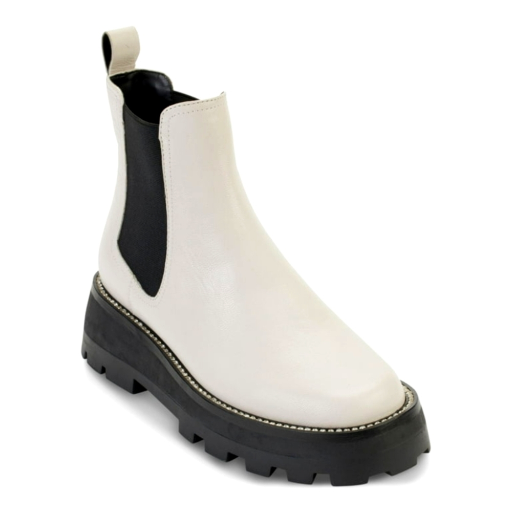 Karl Lagerfeld off white Chelsea boots with rhinestone